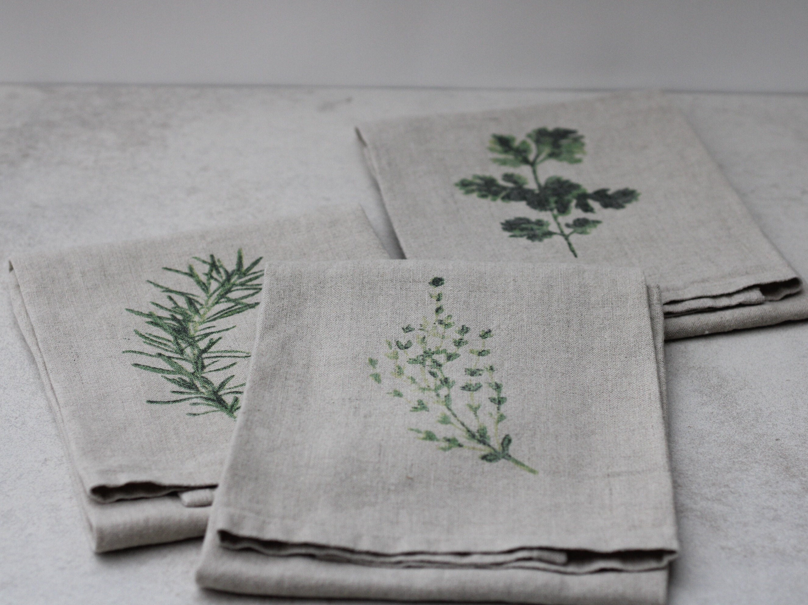Organic Linen Tea Towels - Light Neutrals Set of 3