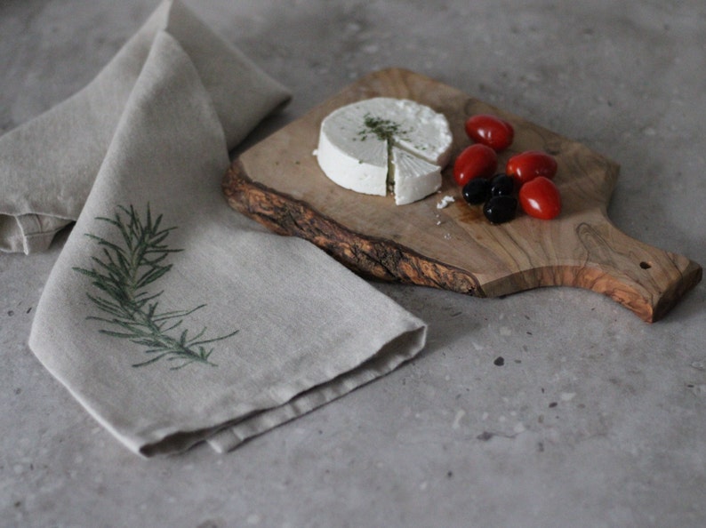 Set of 3 Linen Tea Towels/Dish Towels Herbs Print Gift Set image 6