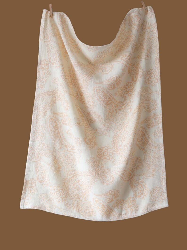 Heavy Linen Kitchen Towel/Dish Towel/ Tea Towel/ Hand Towel/ Paisley Print Orange image 5