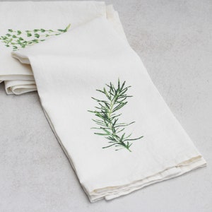 Set of 3 Linen Tea Towels/Dish Towels Herbs Print Gift Set image 7