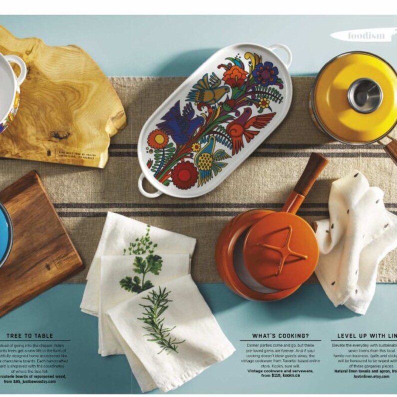 Set of 3 Linen Tea Towels/Dish Towels Herbs Print Gift Set image 10
