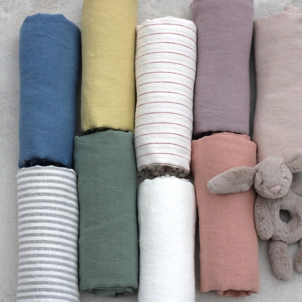 Linen Baby Swaddle Blankets/Baby Blankets/Large Baby All Purpose Blankets