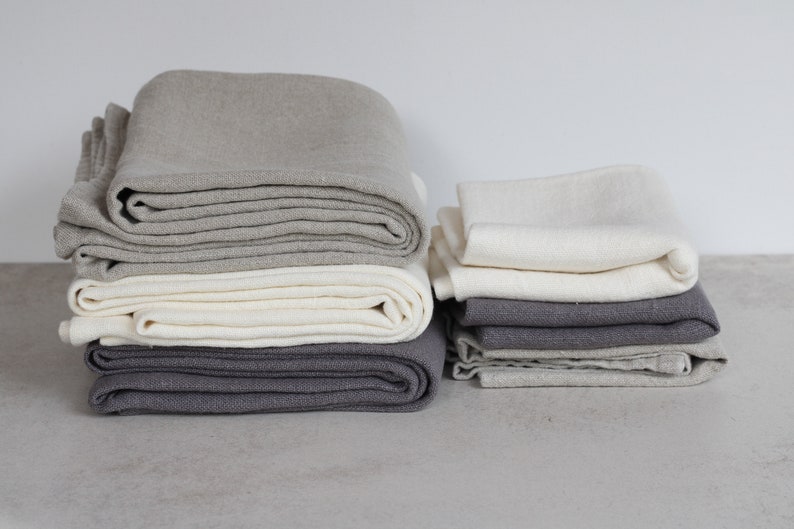 Heavy Linen Bath Towels Ivory image 2