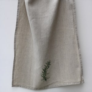 Set of 3 Linen Tea Towels/Dish Towels Herbs Print Gift Set image 8