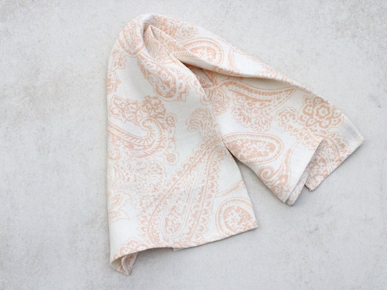 Heavy Linen Kitchen Towel/Dish Towel/ Tea Towel/ Hand Towel/ Paisley Print Orange Orange