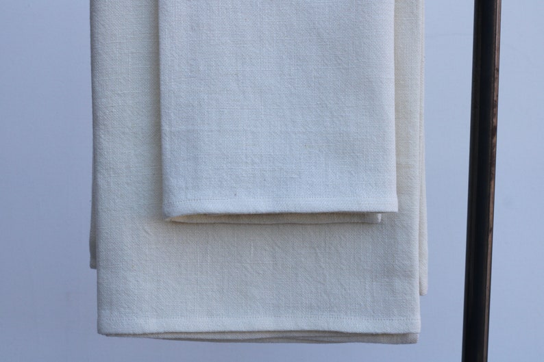 Heavy Linen Bath Towels Ivory image 4
