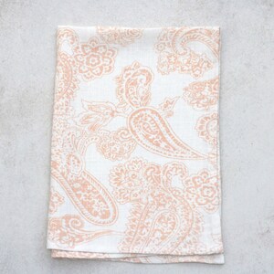 Heavy Linen Kitchen Towel/Dish Towel/ Tea Towel/ Hand Towel/ Paisley Print Orange image 3