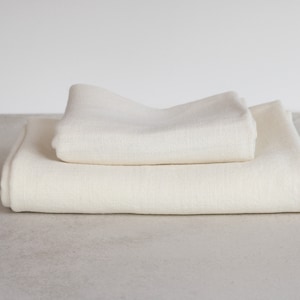 Heavy Linen Bath Towels Ivory image 1