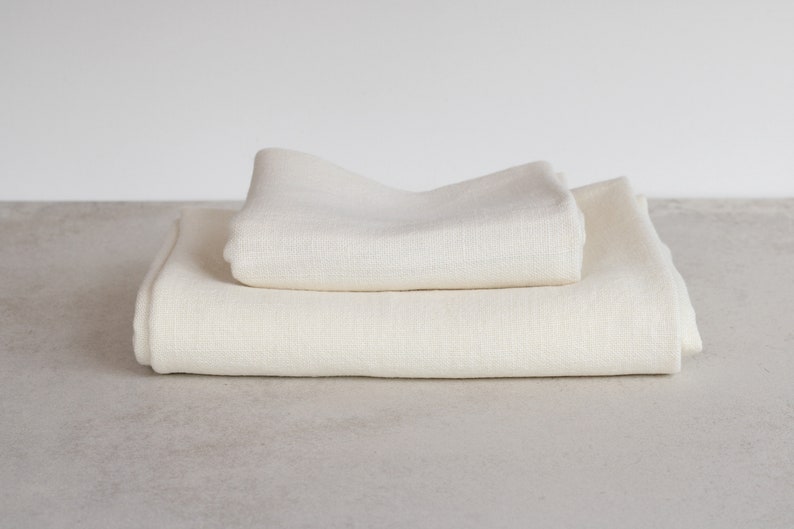 Heavy Linen Bath Towels Ivory image 1