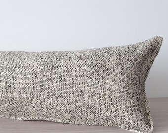 Long Handloom Cushion Cover - Long Lumbar Cushion- Decorative Linen Cushion - Linen Cotton Silk Blend- 12"x32"