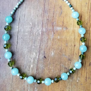 Green Aventurine Necklace, Swarovski Crystals, Tree Agate Necklace, Choker, Aventurine Jewelry, Green Swarovski Necklace, Swarovski Jewelry