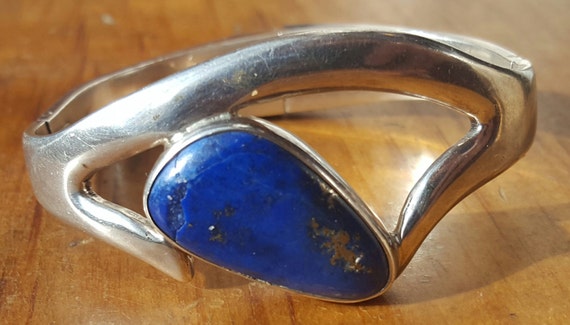 Vintage Taxco Signed Moderist Lapis Lazuli Sterli… - image 1
