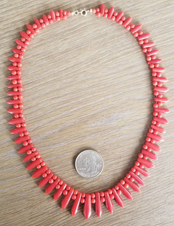 1940s Art Deco Vintage Momo Coral Necklace, Natur… - image 6