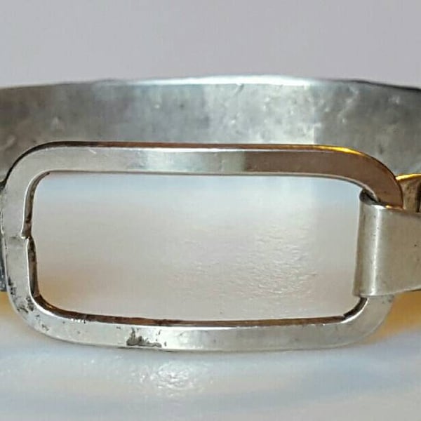 Vintage Sterling Silver Cuff Bracelet, Rectangle Bracelet, Native American Style Sterling Cuff, Southwest Jewelry, Fred Harvey Era Jewelry