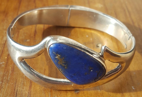 Vintage Taxco Signed Moderist Lapis Lazuli Sterli… - image 3