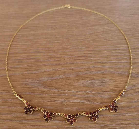 Vintage German 333 Gold and Garnet Necklace, Vint… - image 3