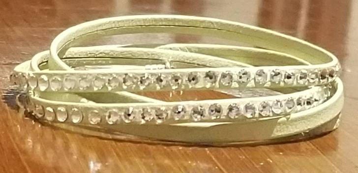 Mint Green Swarovski Crystal Leather Wrap Bracelet, Swarovski Crystal Jewelry, Light Green Bracelet, Leather Bracelet, Crystal Bracelet