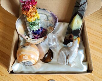Crystal Protection Box, Protection Bundle Protection Kit, Crystal Gift Box, Meditation Manifestation, Rieki Crystal, Chakra, Septerian Tower