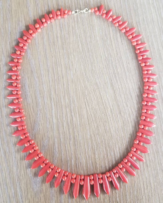 1940s Art Deco Vintage Momo Coral Necklace, Natur… - image 2