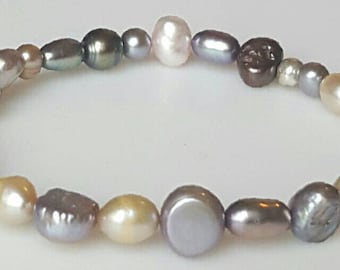 Freshwater pearl bracelet, stretch bracelet, multicolor bracelet