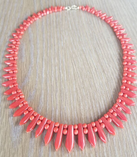 1940s Art Deco Vintage Momo Coral Necklace, Natur… - image 3