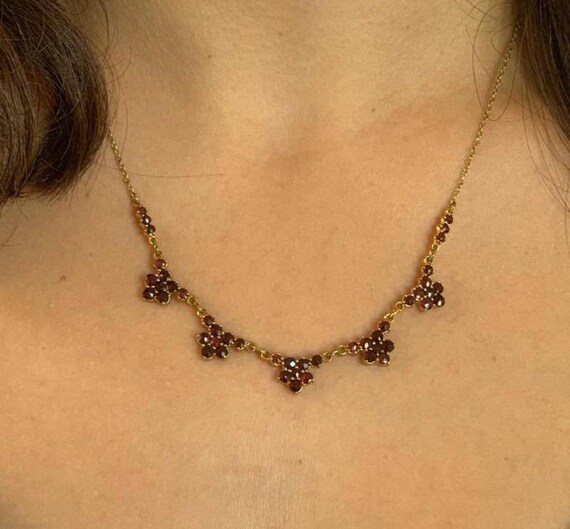 Vintage German 333 Gold and Garnet Necklace, Vint… - image 2