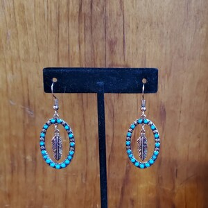 Vintage Style Turquoise Earrings, Boho Earrings,  Boho Jewelry, Turquoise Jewelry, Navajo Jewelry, Dangle, Copper Earrings, FREE SHIPPING