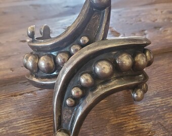 ヴィンテージ JSF Taxco メキシコ スターリング シルバー バングル メキシコ製 スタンプ柄 ヴィンテージ スターリングシルバー バングル