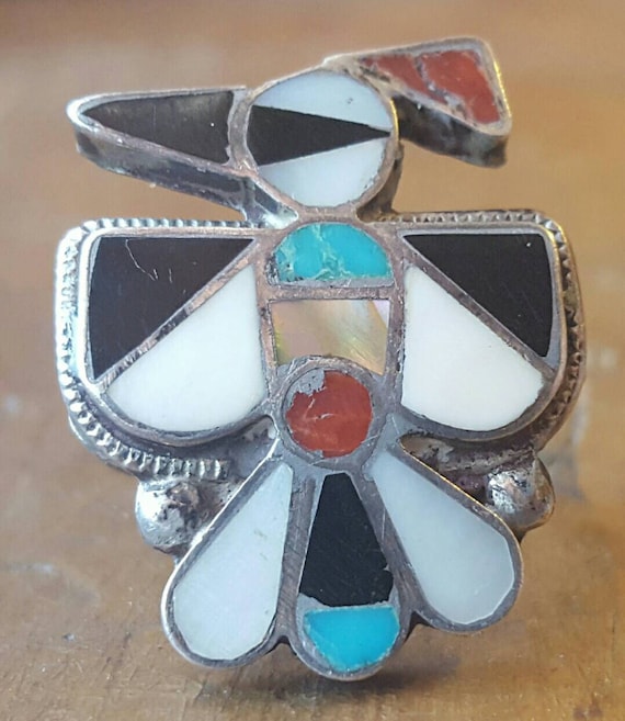 Authentic Vintage Zuni Mosaic Thunderbird Firebir… - image 3
