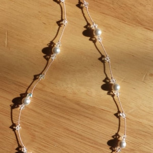 Swarovski pearl and crystal beaded tin cup necklace