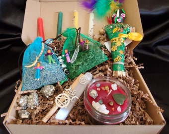 Surprise Mystery Voodoo Box, Witchcraft Box, Voodoo Doll, Black Magic, White Magic, Santeria, Wicca, Spell Kit, Halloween, Party Favors