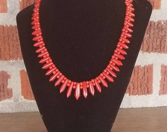 1940er Jahre Art-Deco-Vintage Momo Koralle Halskette, natürliche Koralle Halskette, Vintage japanische Koralle, Vintage Momo, Momo Schmuck, japanische Halskette