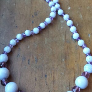 Chalcedony and amethyst graduated beaded necklace, positive energy necklace