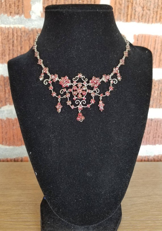 Vintage Victorian Garnet Necklace, Vintage Garnet 