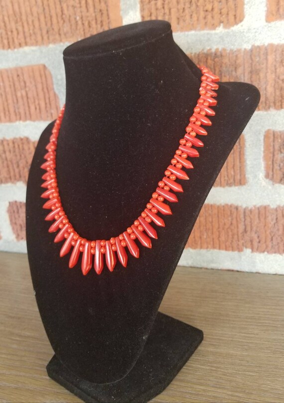 1940s Art Deco Vintage Momo Coral Necklace, Natur… - image 5