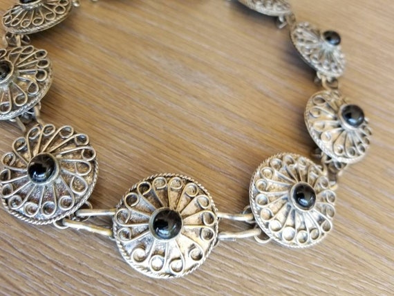 Handmade Silver and Black Onyx Concho Necklace, C… - image 2