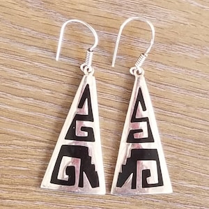 Jahrgang Taxco Mexico Sterlingsilber gestempelt, Stammes-Boho baumeln Vintage Ohrringe, Taxco Schmuck, Sterling Ohrringe, Mexico Silber