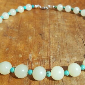 Yellow Jade and Turquoise Choker, Jade Jewelry, Summer Jewelry, Light Green Jade Necklace, Chartreuse Necklace, Yellow Necklace