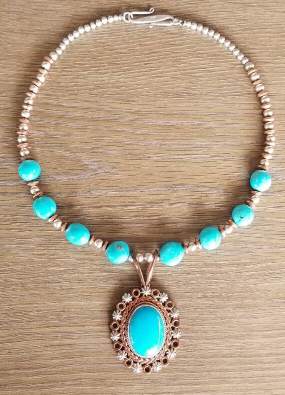 181 Grams!!!!! Native American Navajo Turquoise Sterling Silver Coin Necklace 181 Grams!!!!! Native American Navajo Turquoise Sterling Silver Coin Necklace