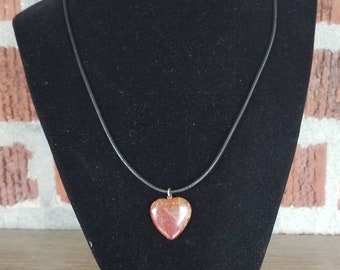 Red Jasper Heart Pendant Leather Necklace, Magnetic Clasp, Heart Jewelry, Heart Necklace, Red Jasper Necklace, Heart Charm, Healing Jewelry