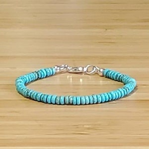 Natural Turquoise Bracelet, Turquoise Jewelry, Native American Navajo Inspired, Dainty Turquoise Stacking Bracelet, Kingman Blue Turquoise
