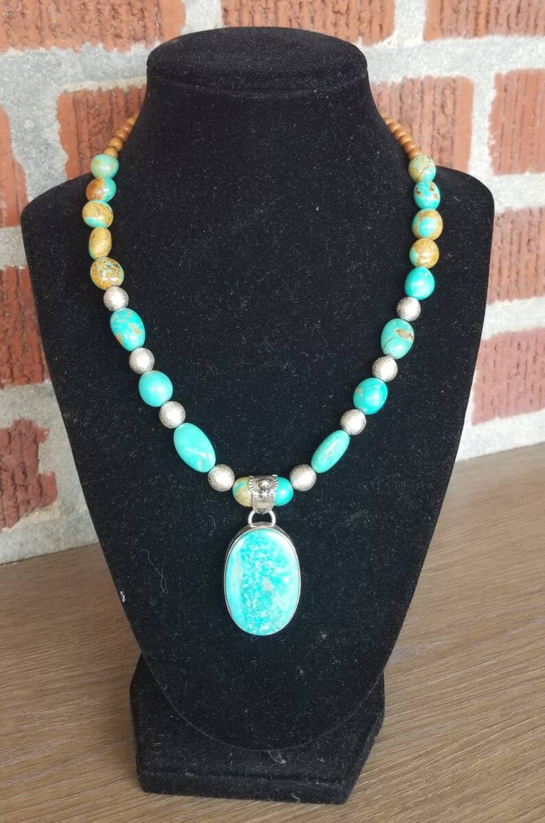 Kingman Arizona Turquoise Necklace Karen Hill Tribe Silver Image 0