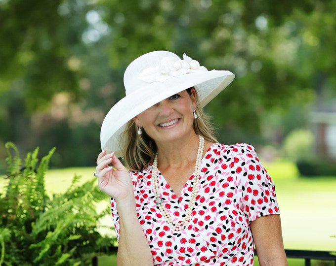 Ivory Sinamay Wide Brim Hat