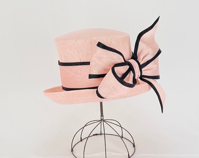Pink Small Brim Hat with Black Trim