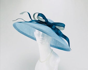 Light Blue Sinamay Wide Brim Hat