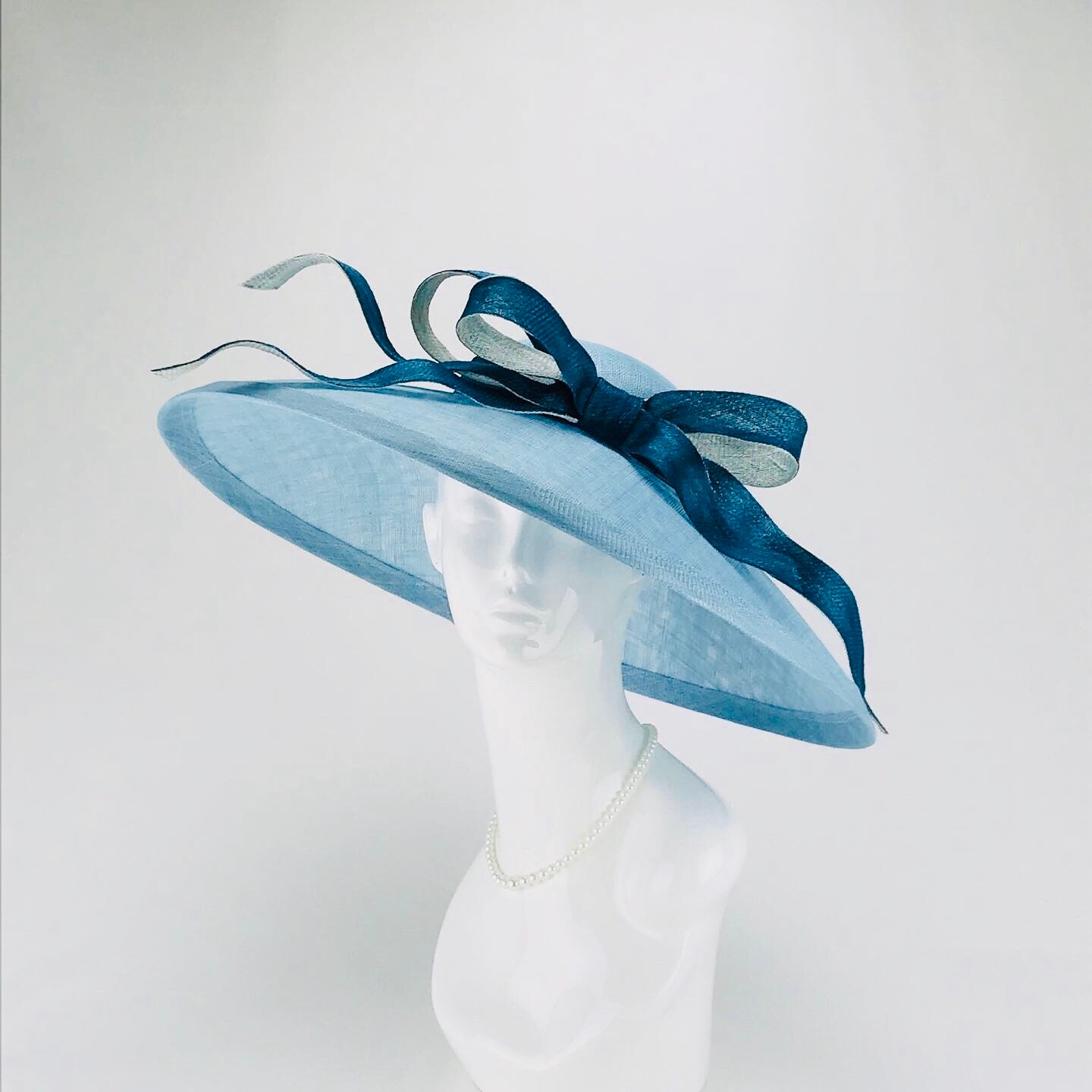 Light Blue Sinamay Wide Brim Hat