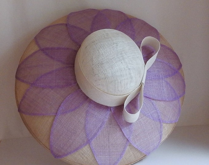 Lavender Flower Wide Brim Sinamay Hat