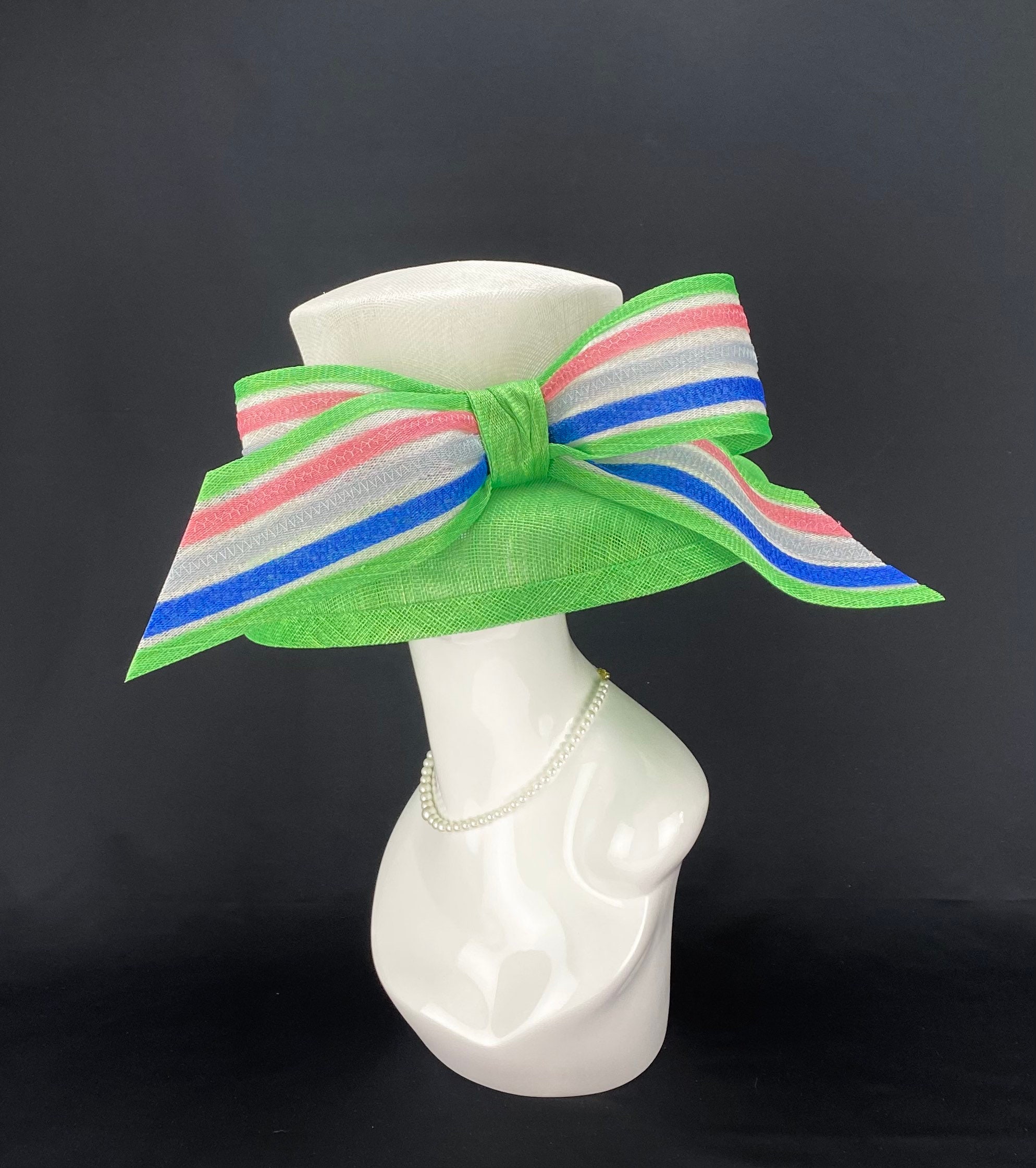 Lime Green, White, Pink and Blue Hat