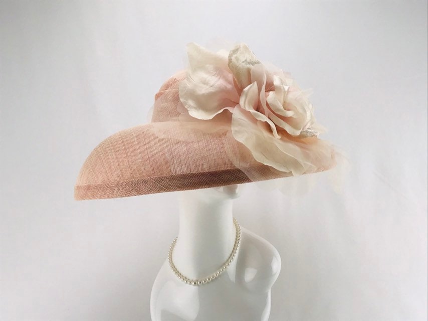 Light Pink Wide Brim Sinamay Hat | Etsy