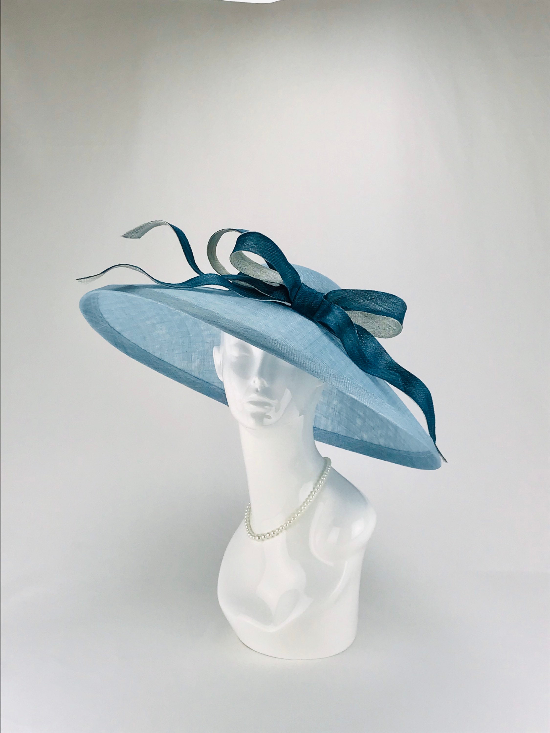 Light Blue Sinamay Wide Brim Hat